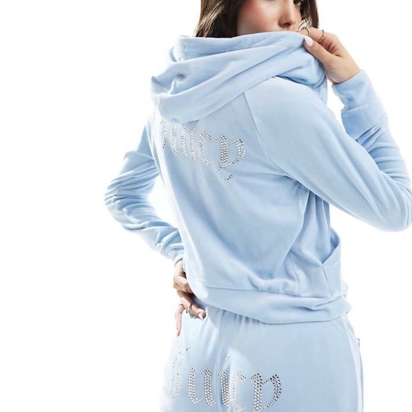 NWT OG Juicy Couture Diamanté Velour Tracksuit Set in Heritage Blue -Size L - Picture 2 of 12